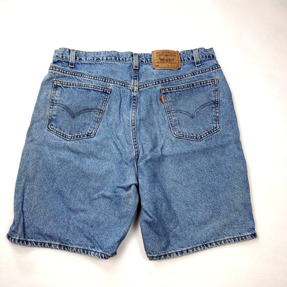 Levis 550 Orange Tag Denim Shorts Cotton Made in USA‎ 90s Vintage Blue Mens 40 - Picture 1 of 8